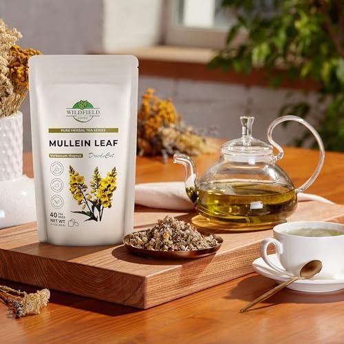 WILDFIELD HERBS 40 Mullen Tea Mullein Tea Leaf (Verbscum L.) - 40 Count 1.5g Tea Bags Mullen Leaves Mullein Loose Leaf Tea Hoja de gordolobo