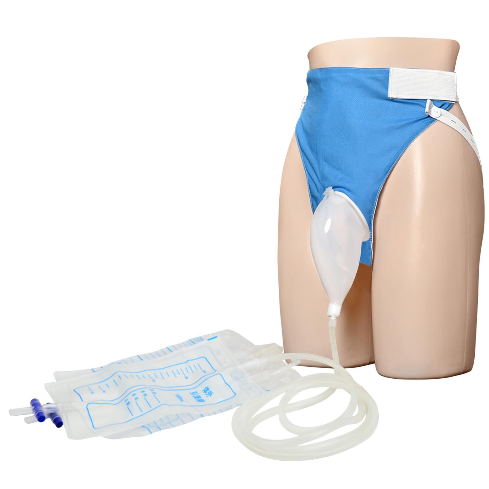 Col-Pary Urine Collection Bag Condom Catheters for Men Reusable Portable Wearable Urinary Drainage with 2 Urine Catheter Bag System (Blue-Men)