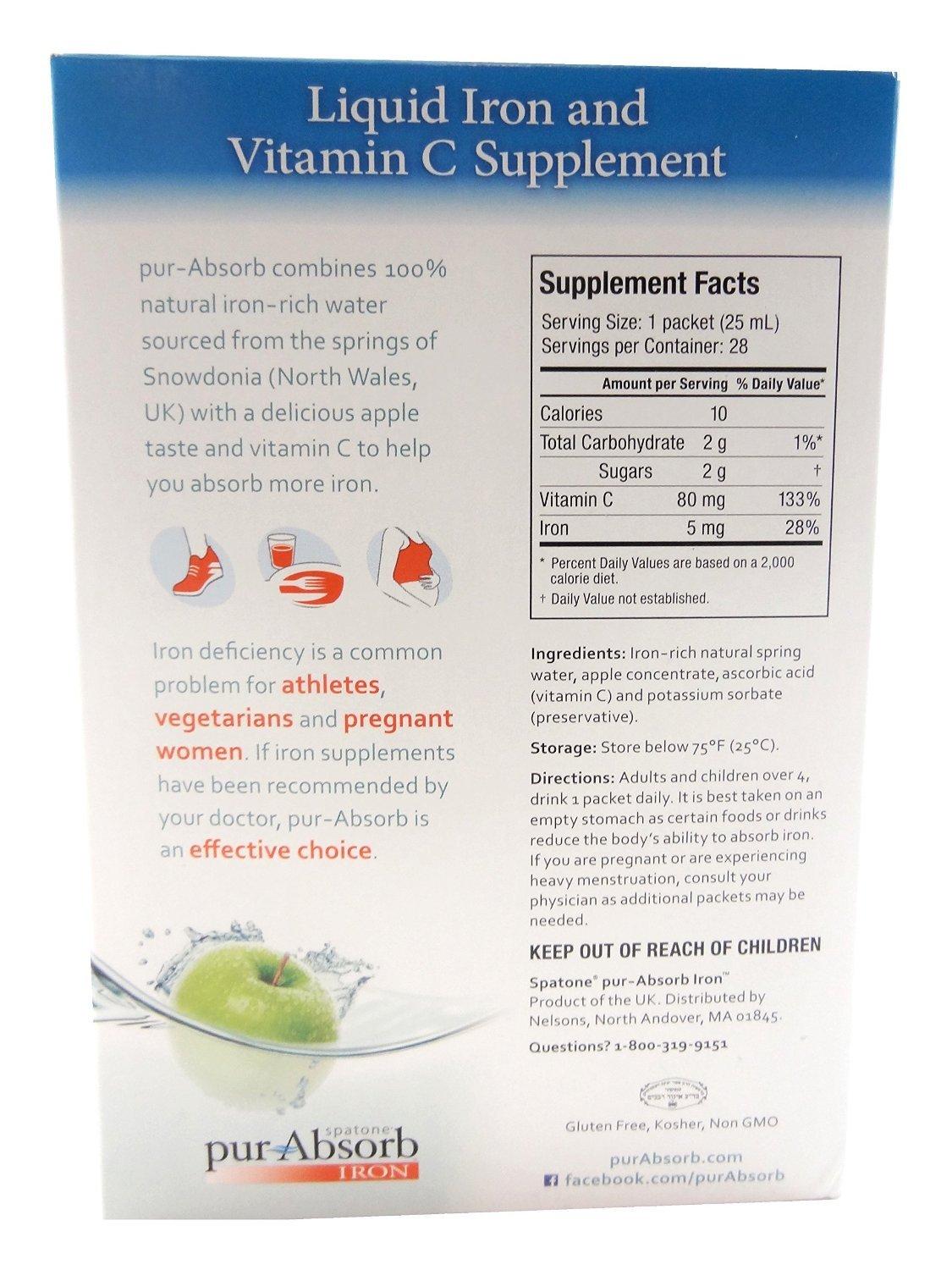 pur-Absorb Pur-Absorb Liquid Iron & Vitamin C Supplement (28-Pack of 0.85 fl.oz) (Net. 23.8 fl oz.)