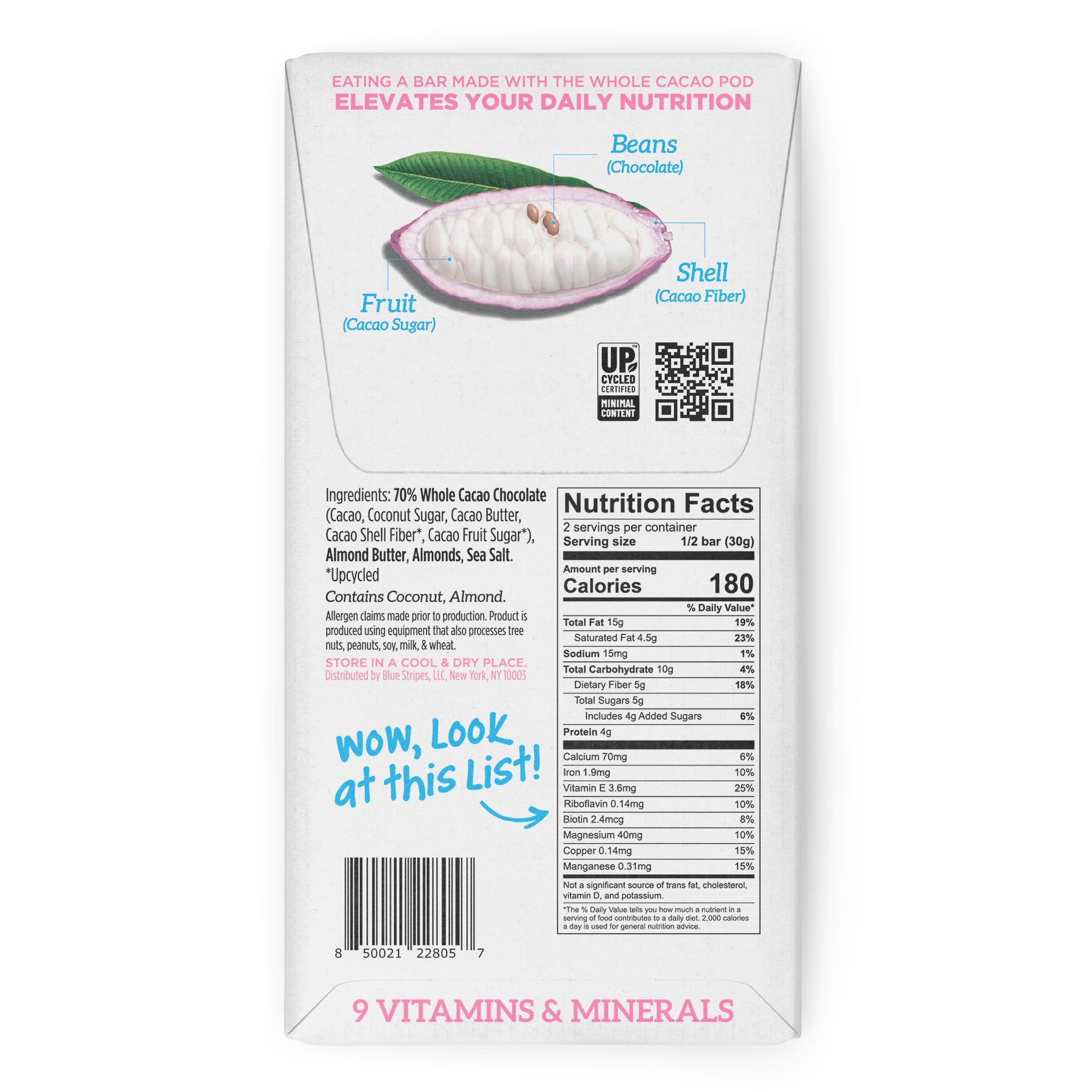 Blue Stripes Blue Stripes Whole Cacao Almond Butter Dark Chocolate Bar, 2.1 OZ