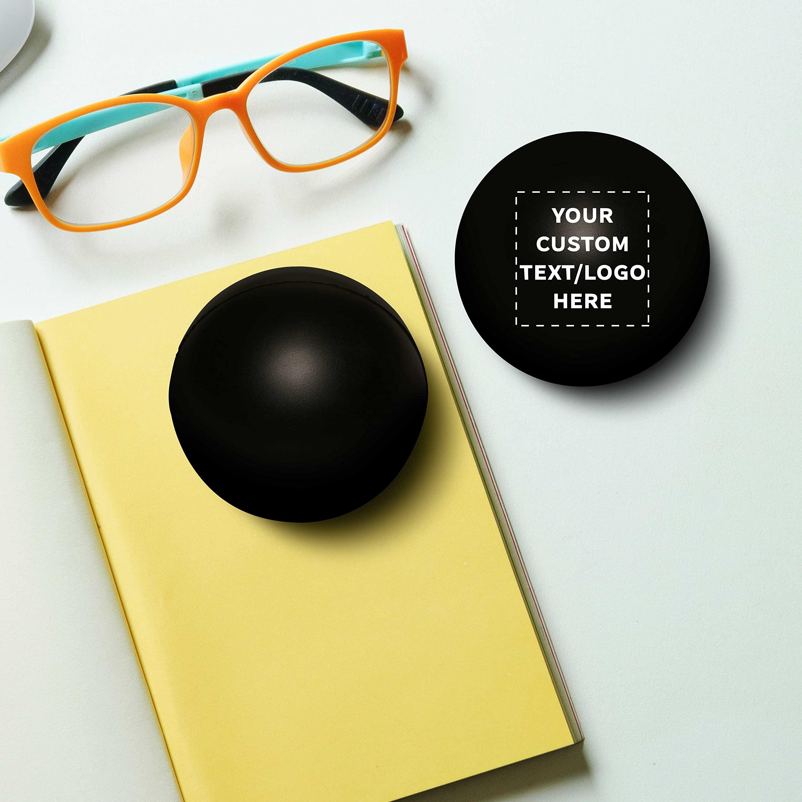 DISCOUNT PROMOS Custom Stress Balls for Adults Set of 50, Personalized Bulk Pack - Relief, Perfect for Your Desk, Office or Home - Black