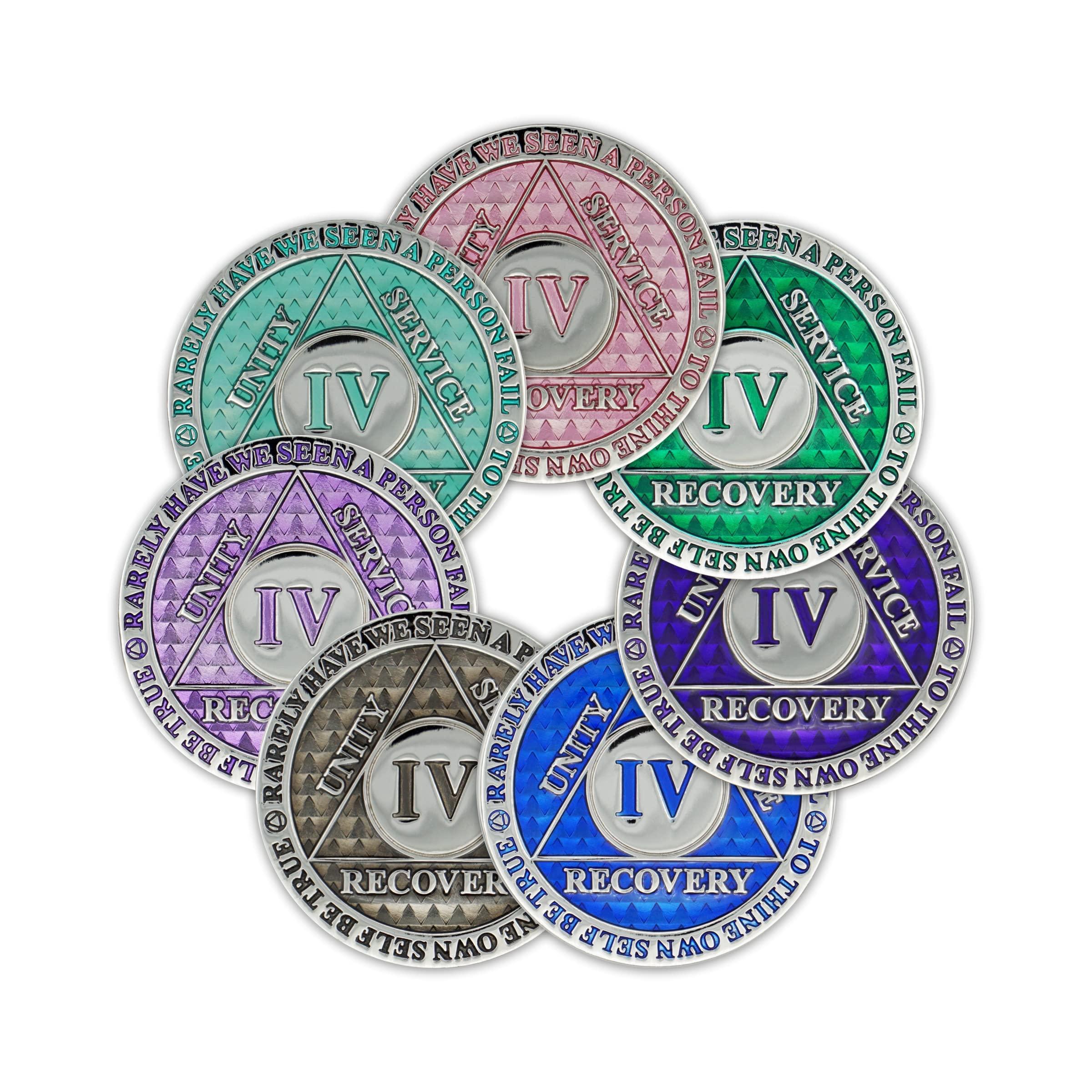 The Token Shop 4 Year Sobriety Coin | Legacy AA Chip | Thick Triplate Recovery Anniversary Token (Green)