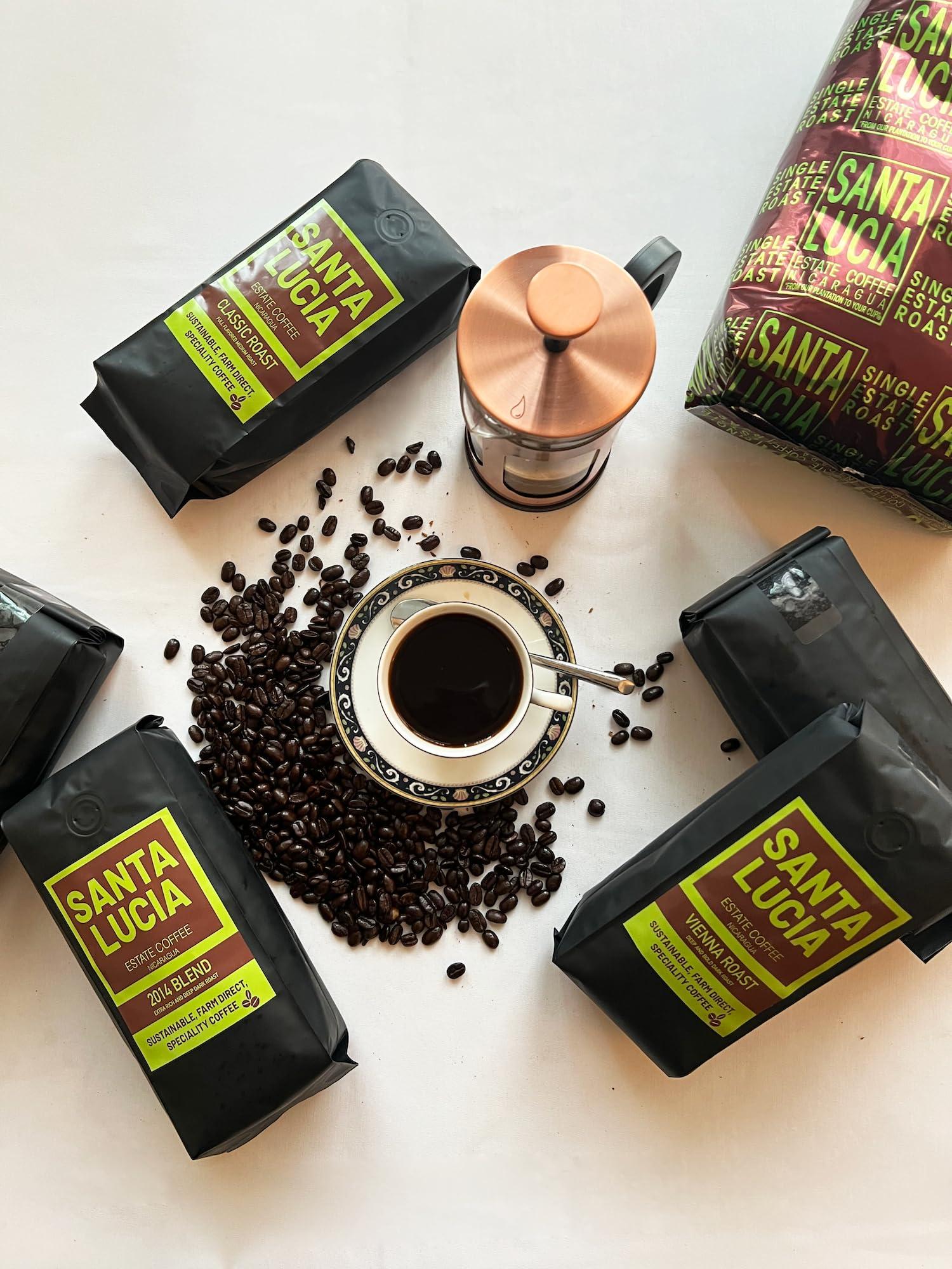 Santa Lucia Estate Coffee Santa Lucia Nicaraguan Specialty Coffee - Vienna Roast 3 Pounds (3-16oz Bags, Ground)