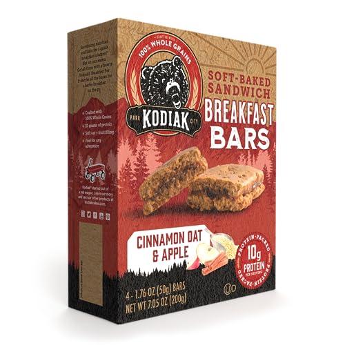 Kodiak Cakes Kodiak Soft Baked Sandwich Breakfast Bar, Cinnamon Oat & Apple, High Protein, 100% Whole Grains, 1 box with 4 bars each (4 bars total)