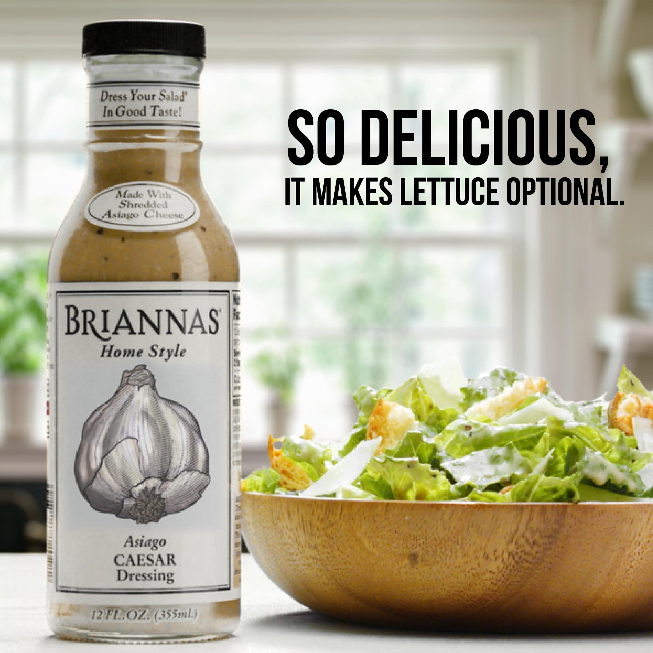 BRIANNAS RIANNAS - Home Style Asiago Caesar Dressing Fine Salad Dressing made with Premium Ingredients - Gluten Free & Low Sugar Dressing - 12 oz. Bottle