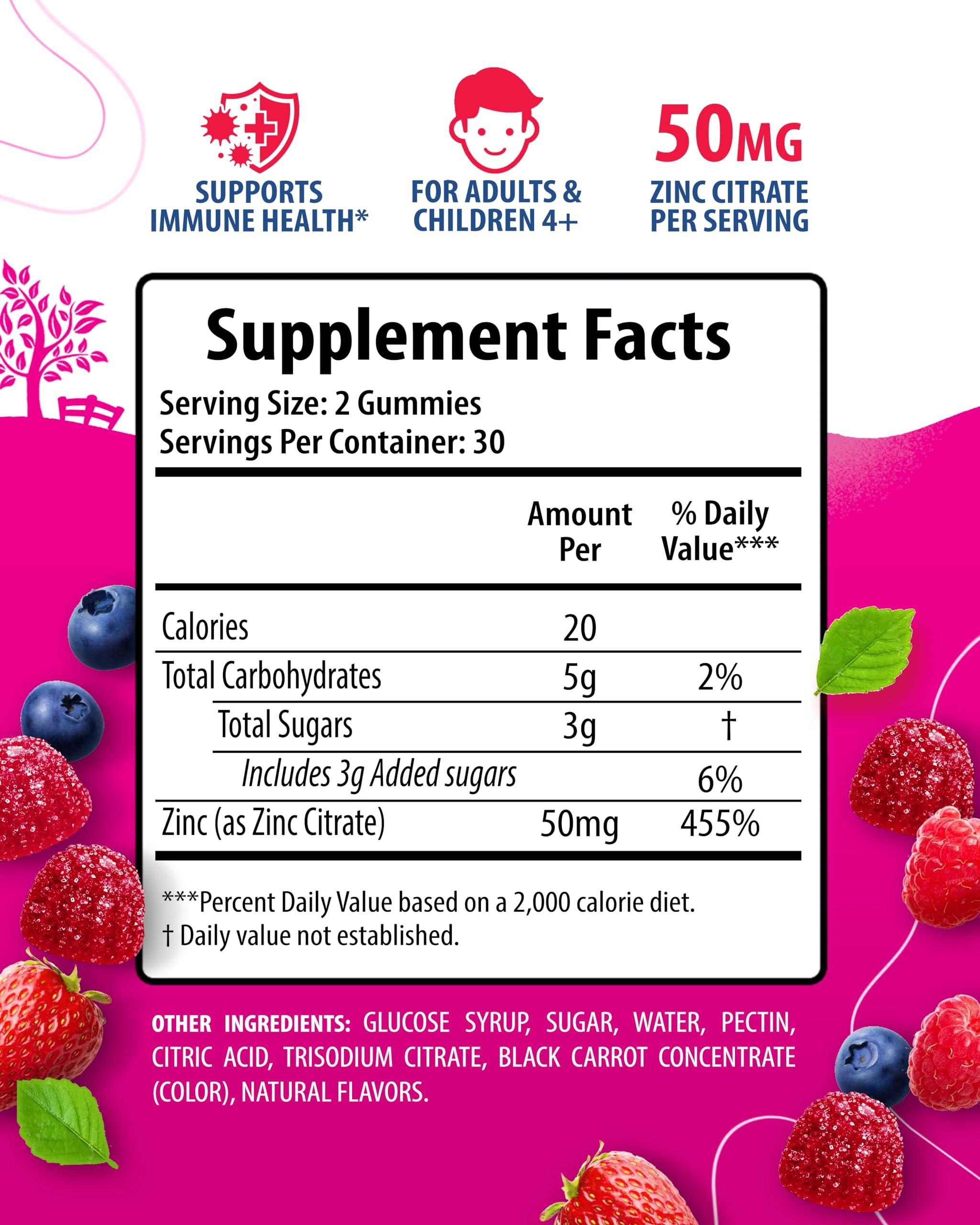 SUNNY SAM Zinc Gummies for Adults - Zinc Chewable Gummy for Immune Support - Powerful Natural Antioxidant Non-GMO Supplement for Children Men Woman Adults