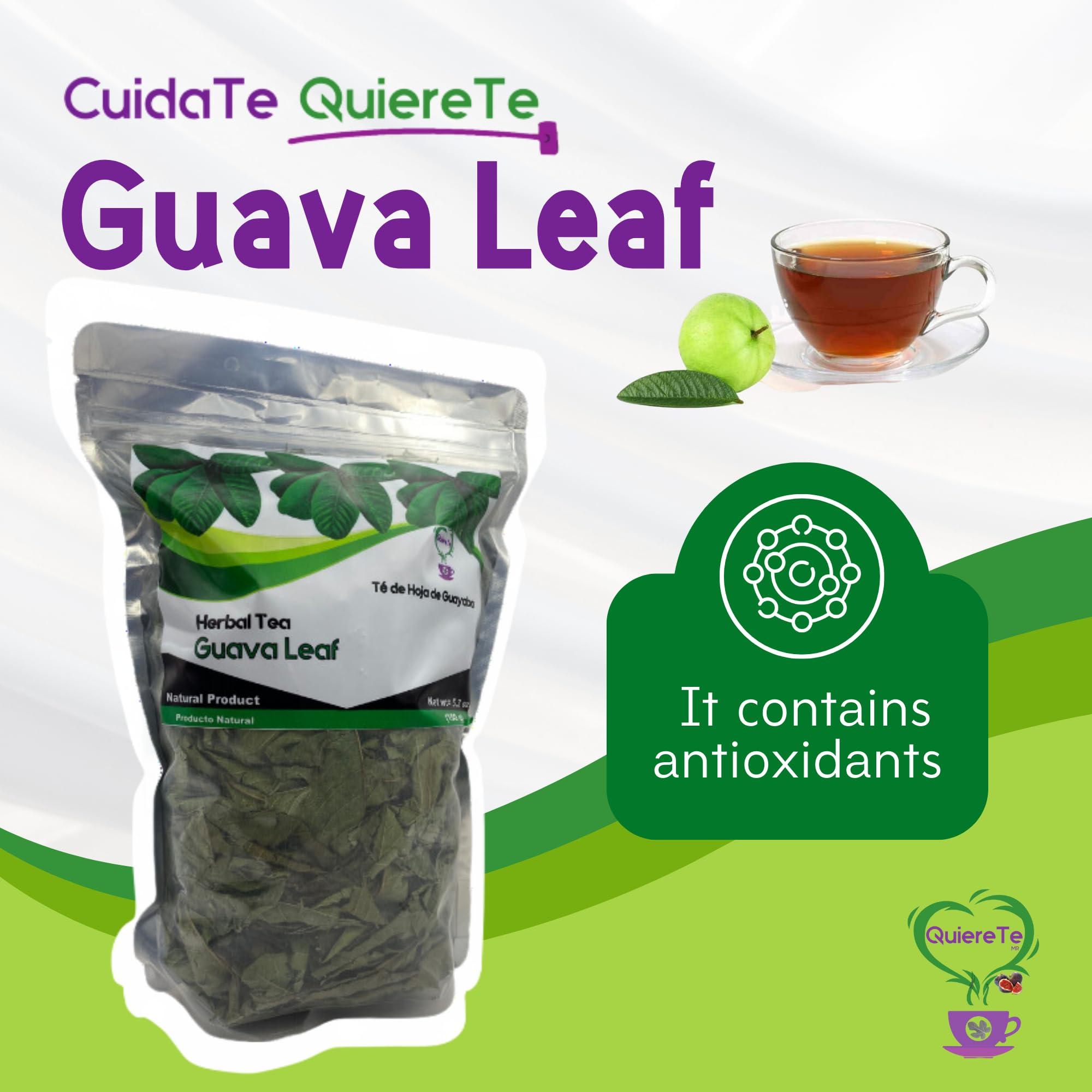 Quiere Te Guava Leaves, Quiere Te, Guava Tea, 5.3 oz (150 grams), Up to 200 Cups, Dried Whole Guava Leaves, Psidium Guajava, Guava Herbal Loose Leaf Tea, Guayaba Tea, Resealable Bag, Product From Mexico, 100% Natural