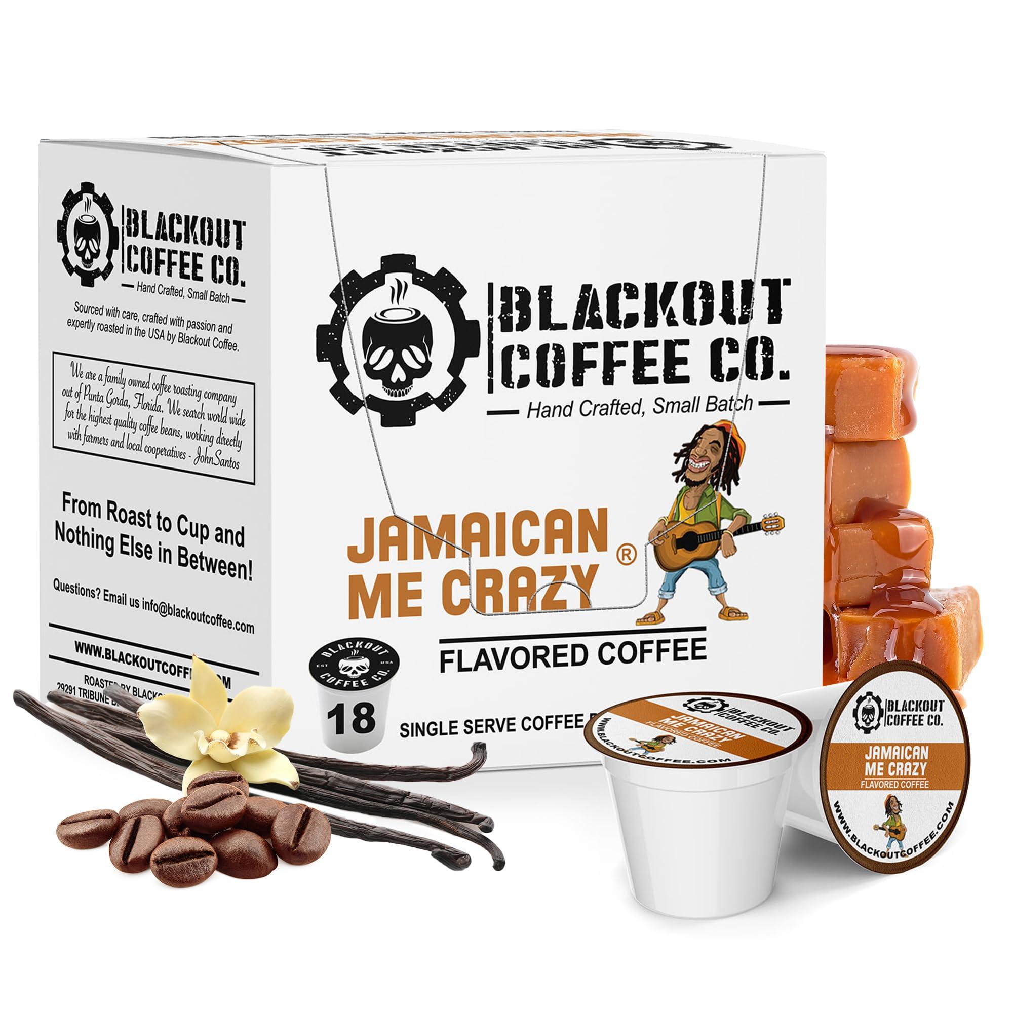 Blackout Coffee Co. Blackout Coffee Jamaican Me Crazy Flavored Pods, Freshly Roasted in the USA - K-Cup Compatible Single-Serve Pods (18 Count)