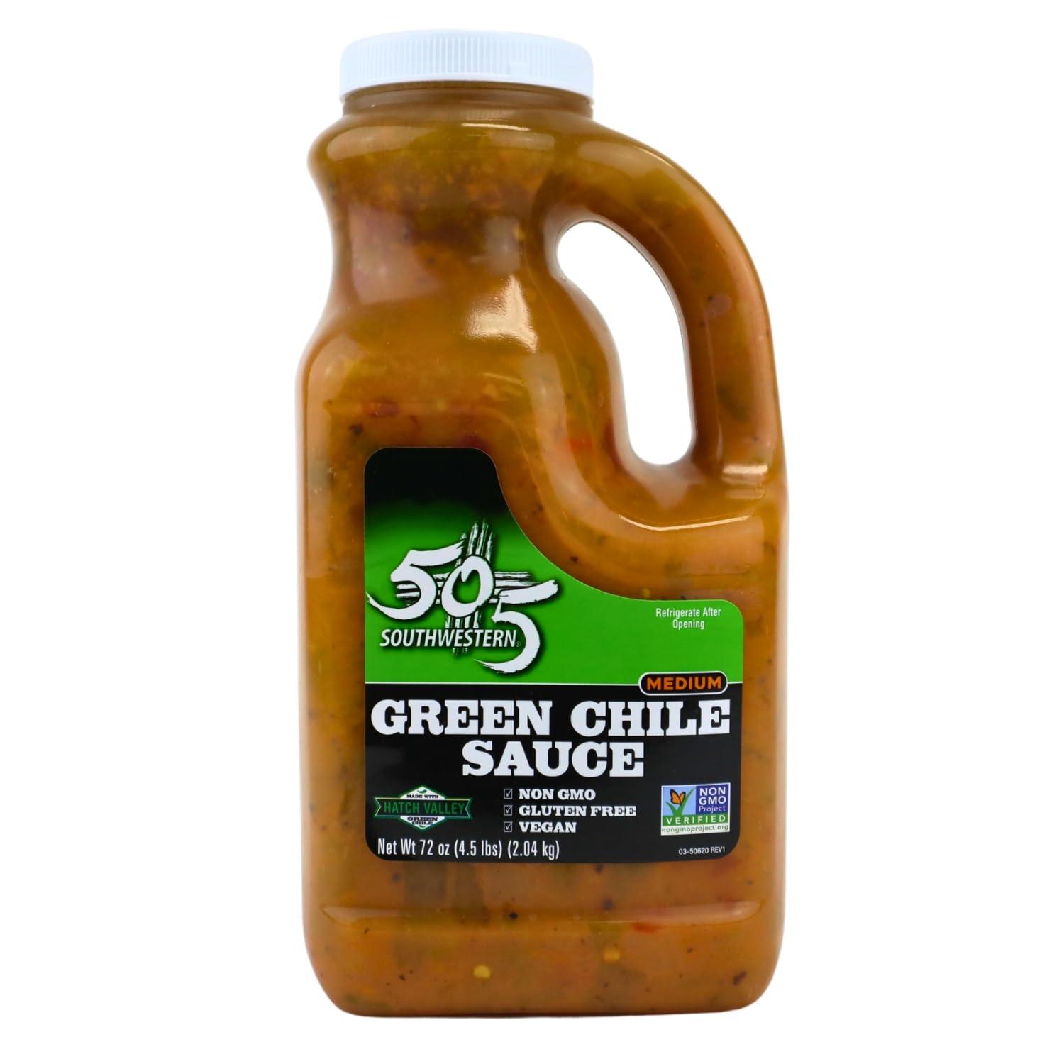 505 Southwestern 505 Southwestern Green Hatch Chile Foodservice 72 Ounce Bulk - Flame Roasted, Restaurant Salsa, Salsa Verde, and Green Chile Sauce (Green Chile Sauce (Medium))