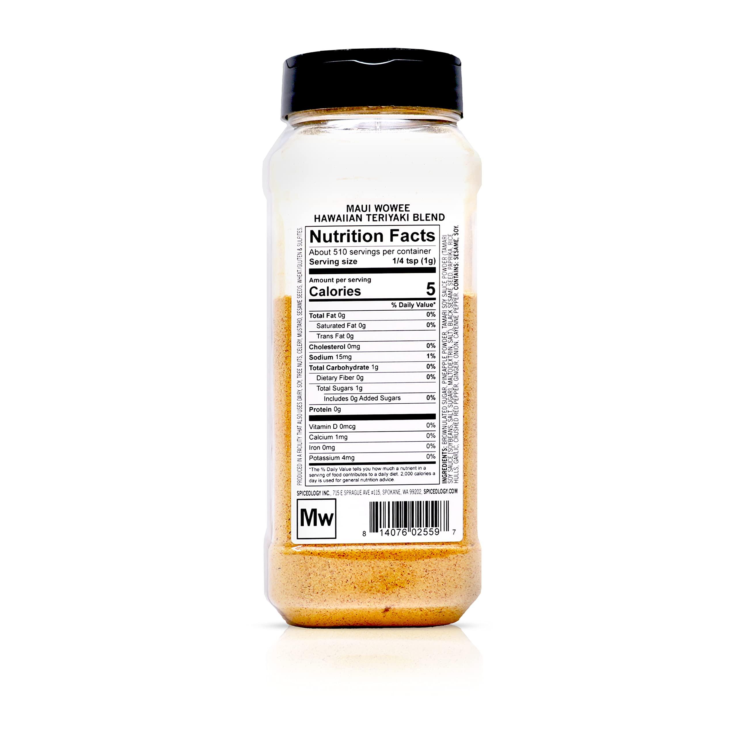 Spiceology Spiceology - Maui Wowee - Hawaiian Teriyaki Seasoning - Hawaiian BBQ Rub Spices and Seasonings - Add Flavor to Chicken, Ramen, Salmon, Pork, Tofu, Shrimp, Bacon, Steak - 18 Ounces