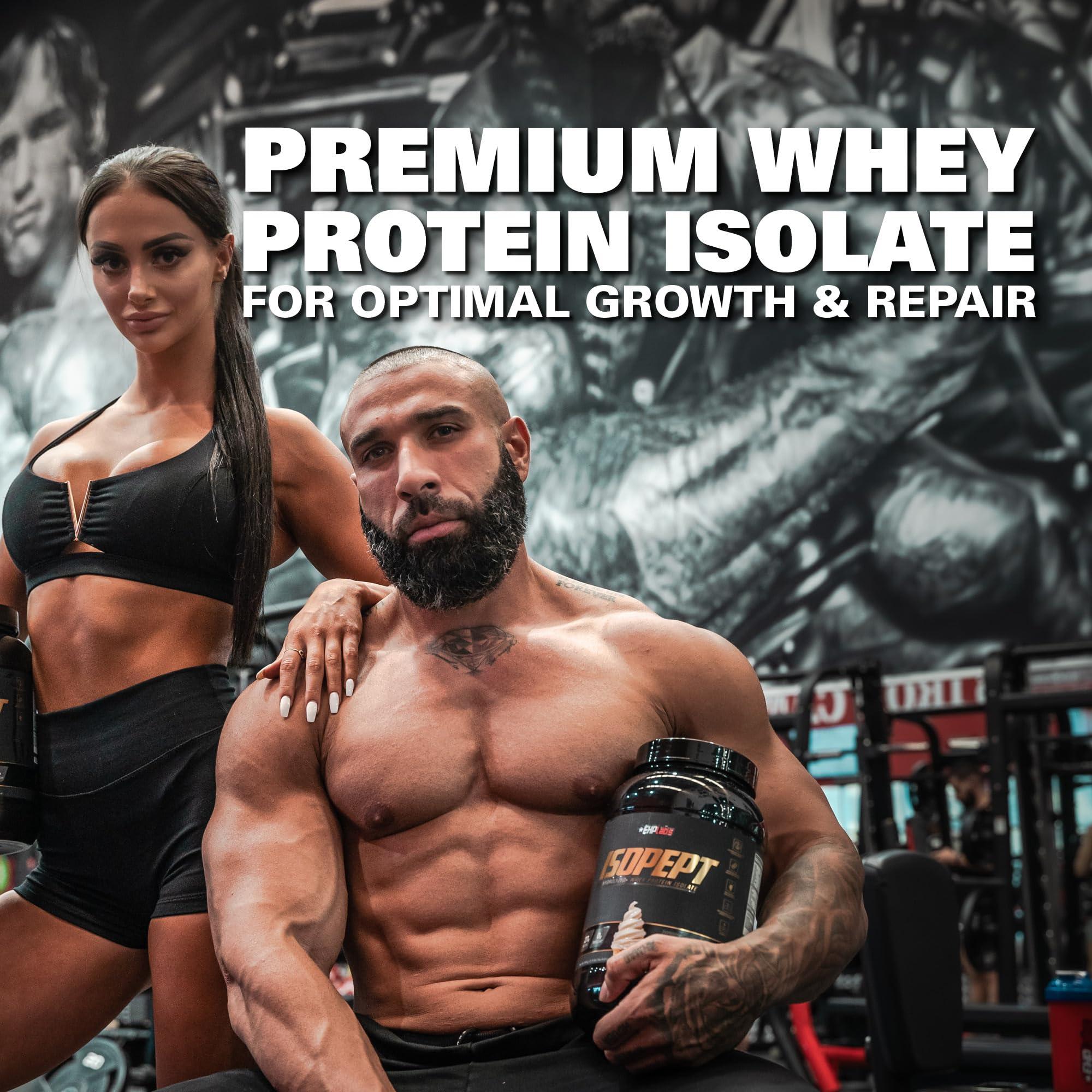 EHP Labs IsoPept Hydrolyzed Whey Protein Powder by EHPlabs - 100% Whey Protein Isolate & Hydrolysate, 27g of Protein, Non-GMO, Gluten Free, Fast Absorbing, Easy Digesting, 27 Serves (Vanilla Ice-Cream)