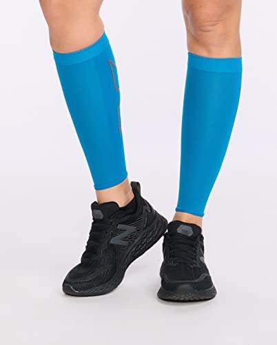 2XU 2XU X Compression Calf Sleeves for Lower Leg Support and Recovery- Vibrant Blue/Grey-S,Lower Leg Compression, Soothing Comfy Gradient Support,