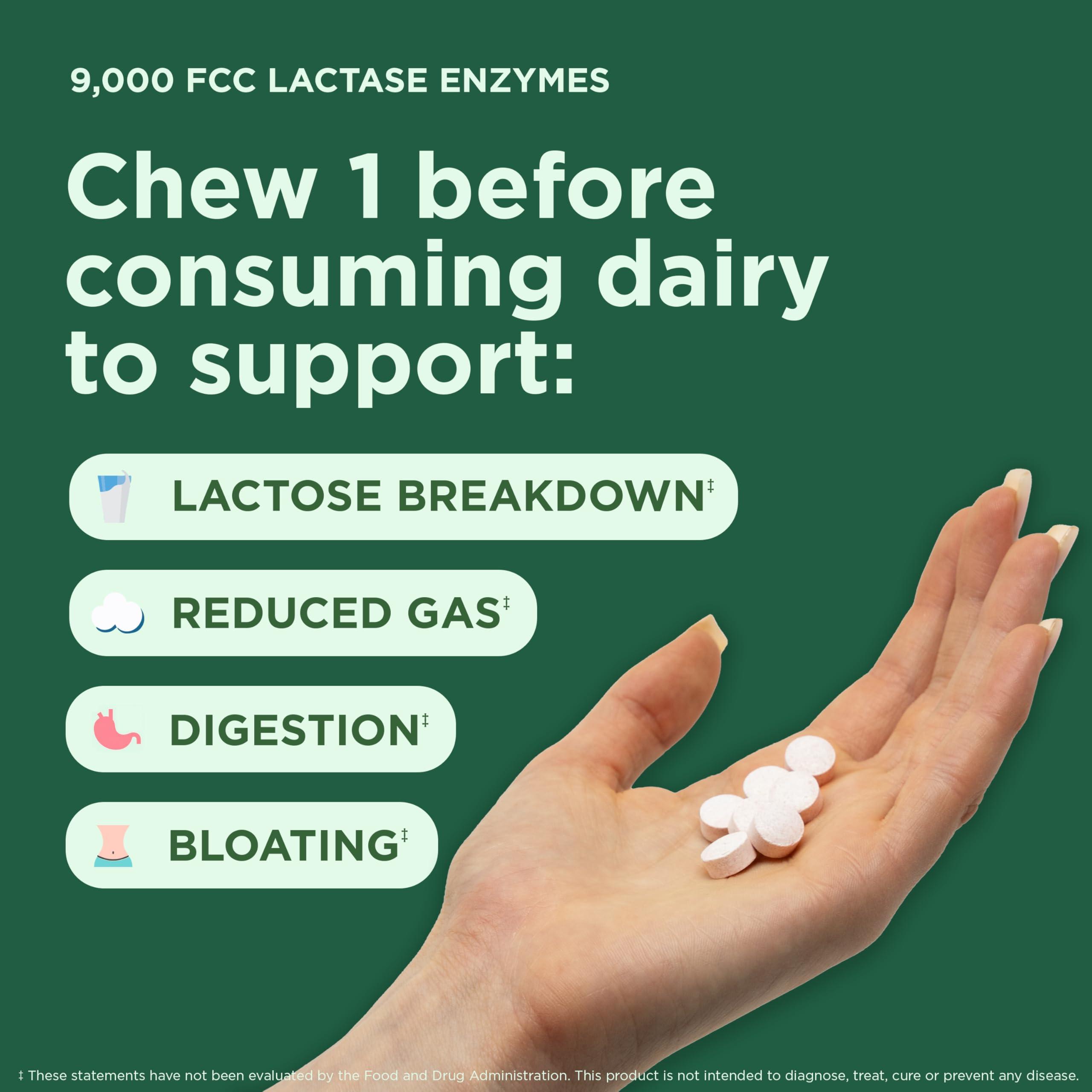 Yuve Fast Acting Dairy Relief Chewables - Natural Lactase Enzyme 9000 FCC - Say Goodbye to Dairy Discomfort - Dairy Pills for Lactose Intolerance Pills Chewable - Delicious Strawberry Cream Flavor - 30ct