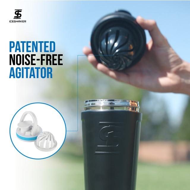 Ice Shaker Ice Shaker Insulated Stainless Steel Shaker Bottle | 26oz, Caribbean | Cold for 30+ Hours | Insulated Cup with Twist-on Agitator | Odor-Free Bottle for Protein Shakes, Water, Smoothies, Cocktails