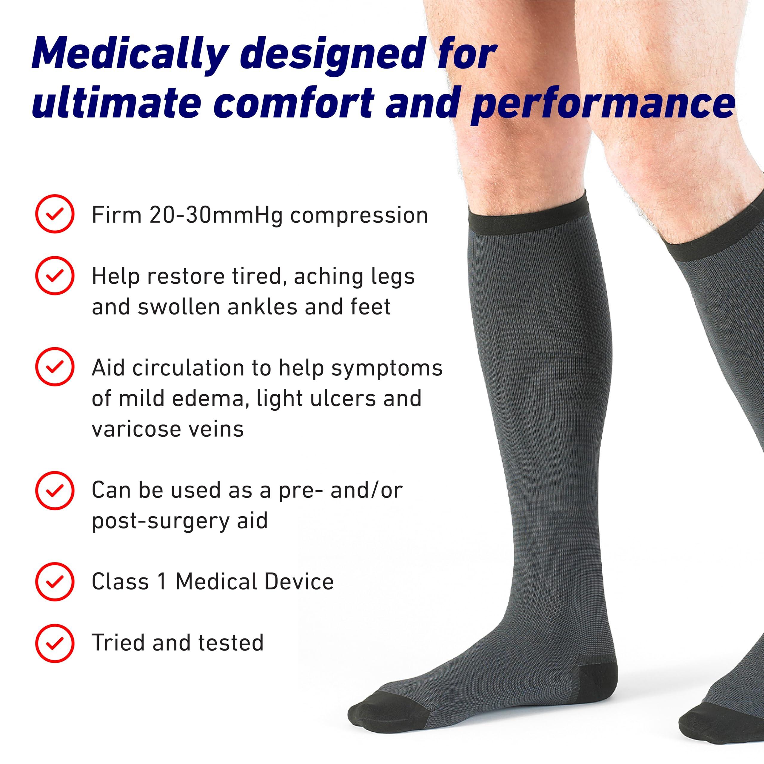 Neo-G Neo G Therapeutic Compression Socks Men 20-30 mmhg knee high - for spider or varicose veins, swollen legs, feet, ankles, treating mild edema. Mens compression socks for swelling - Black - XXL