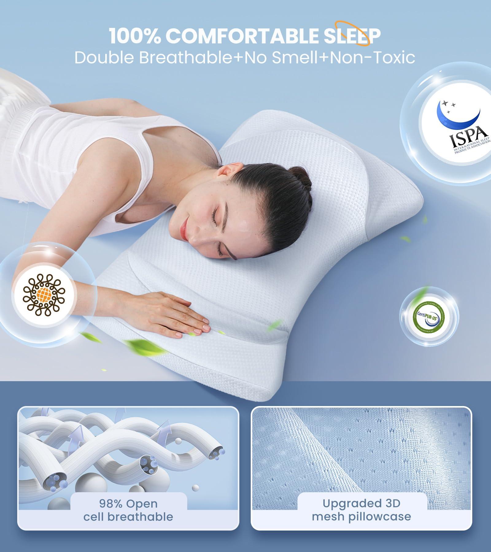 Gadole Gadole Elevate Sleeping Cervical Neck Pillow for Pain Relief, Healthy Spine Restore Memory Foam Pillows Fit Shoulder Perfectly, Adjustable Ergonomic Pillow, Bed Pillow for Side Back Stomach Sleeper