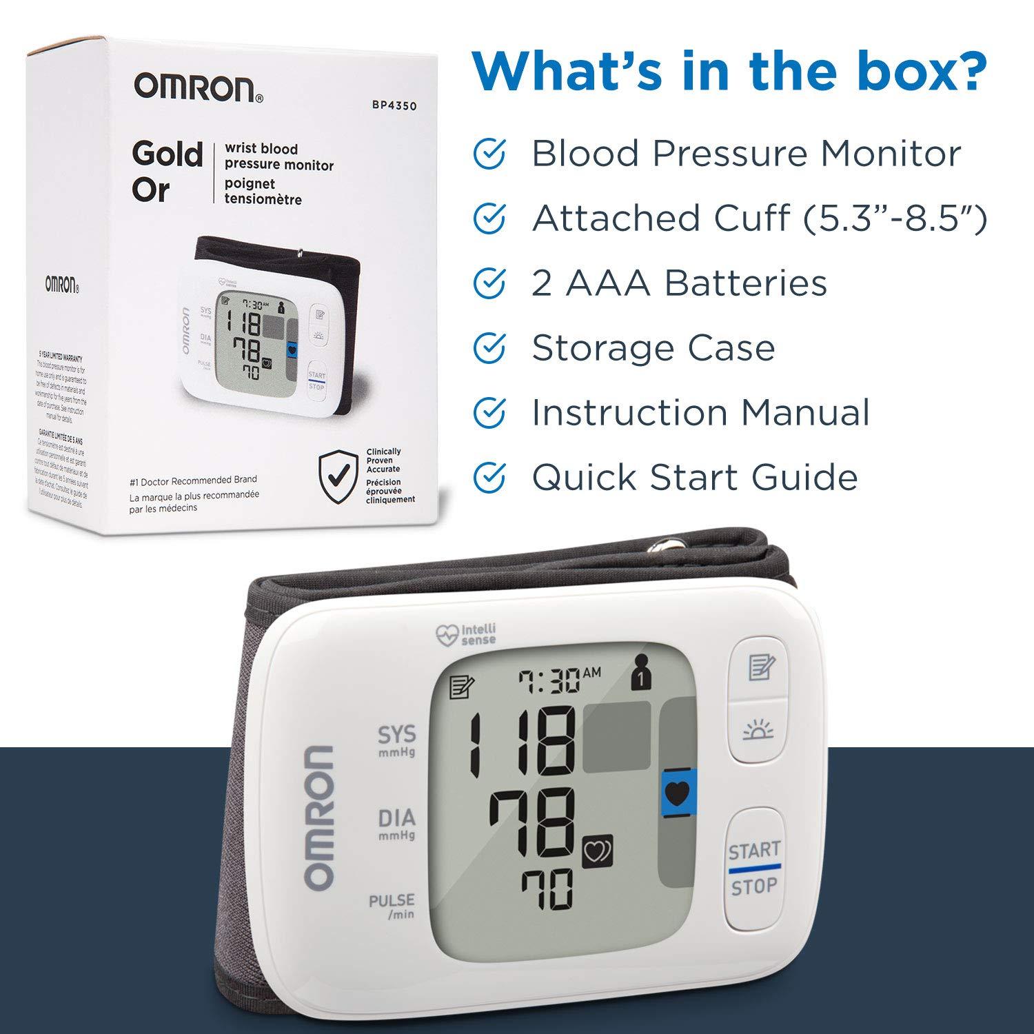 Omron OMRON Gold Blood Pressure Monitor, Portable Wireless Wrist Monitor, Digital Bluetooth Blood Pressure Machine, Clinically Validated, FDA Cleared, FSA/HSA Eligible