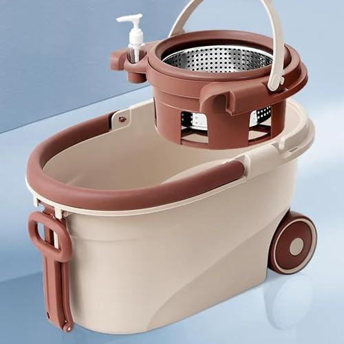 Generic Magic-Mops Mop and Bucket with Wringer Set with 3 Microphiber Mop Heads and a Scrubber, 60\" Spin Mop for Floor Cleaning, Sturdy Spin Mop and Bucket