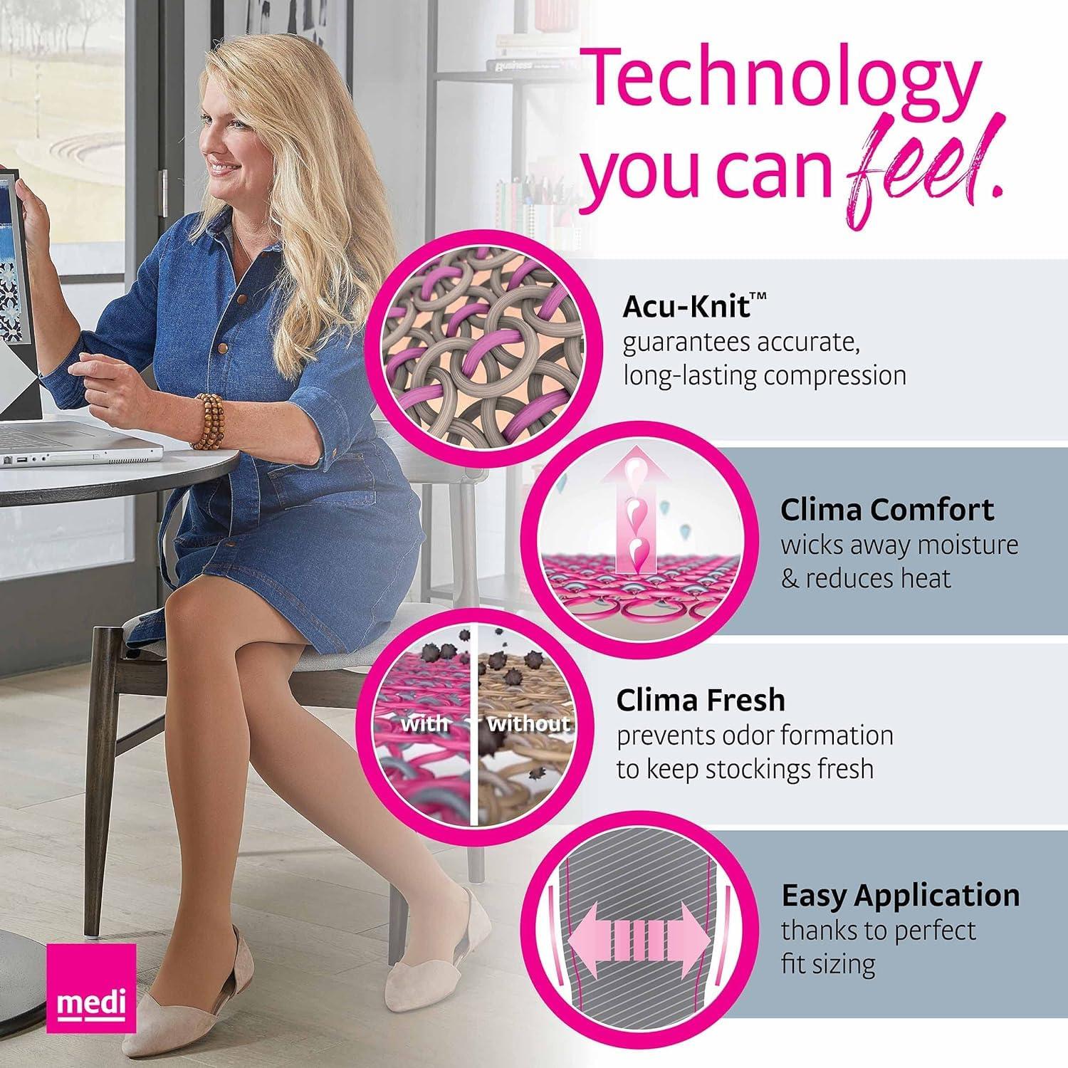 mediven medi Assure 20-30 mmHg Thigh High Compression Stockings with Silicone Top Band Open Toe Leg Circulation, Stockings for Women, Semi-Opaque Leg Support Compression Hosiery , Small, Beige