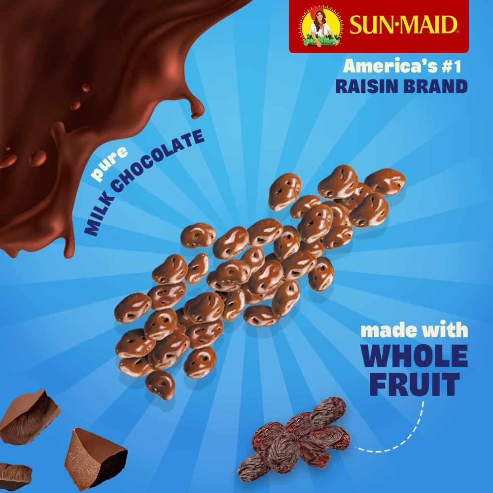 Sun-Maid Sun-Maid Pure Milk Chocolate Covered Raisins Snacks, Individual Single Serve Bags, 2 Oz, Pack of 10