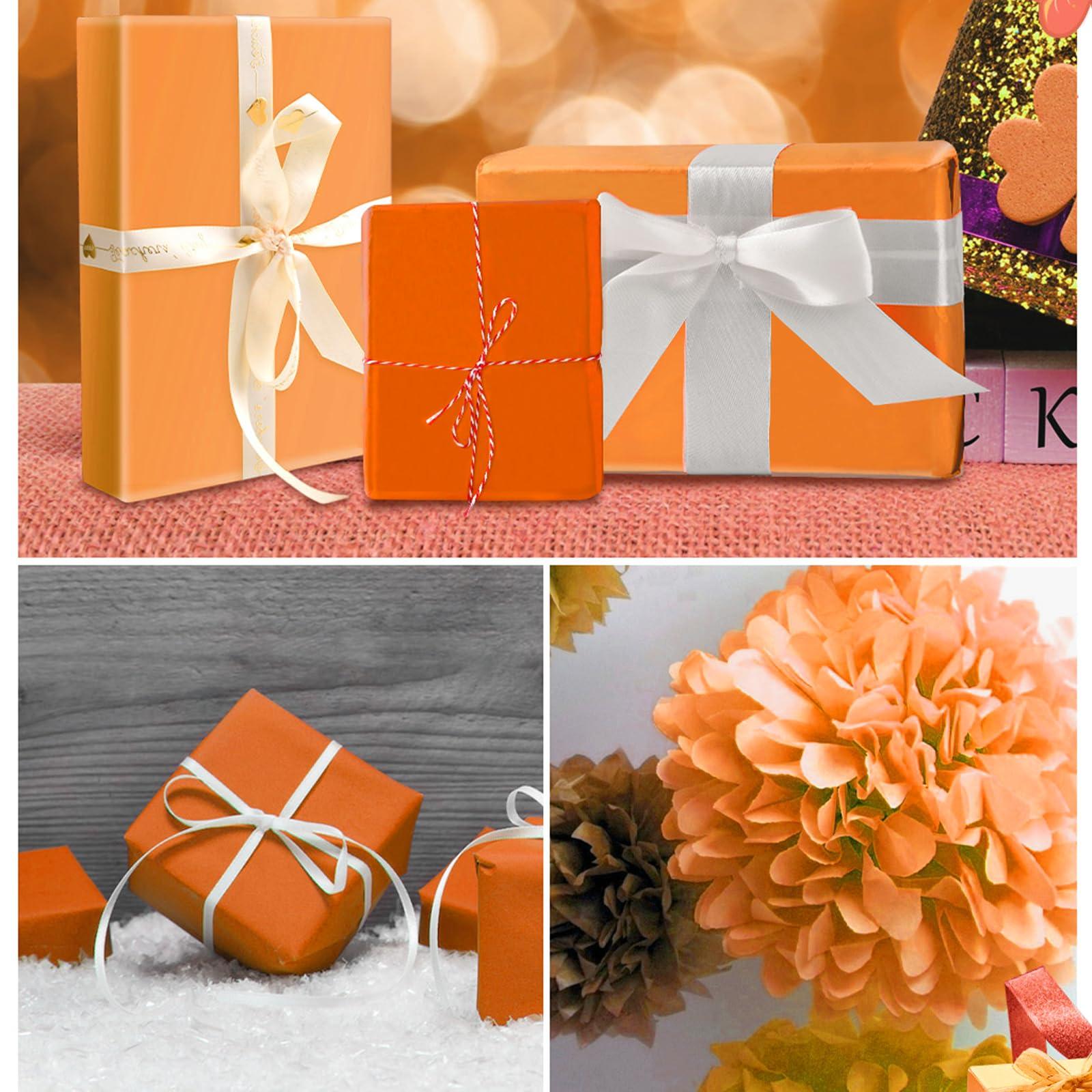 Hlonon 30 Sheets Orange Tissue Paper for Packaging Gift Bags Decoration, Gift Wrap Tissue Paper Bulk for Weddings Birthday DIY Project Christmas Halloween Thanksgiving Gift Wrapping Crafts Decor