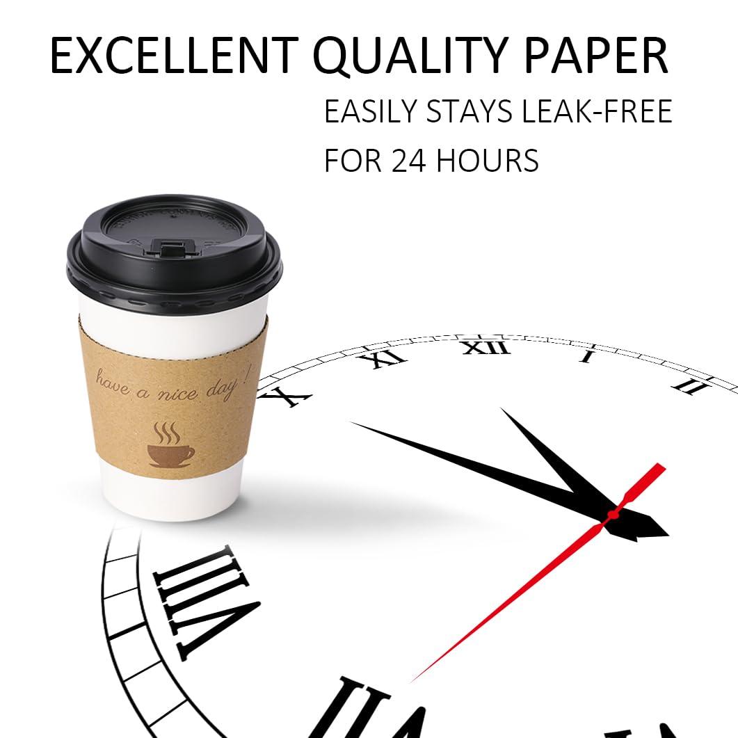 BYSNOW BYSNOW 100 pack 12 oz Disposable Thickened Coffee Cups with Lids, Scald Resistant Hot Cups with Sleeve and Straw, To Go Coffee Cups for Home, Office, Cafes and Party (White 12oz)