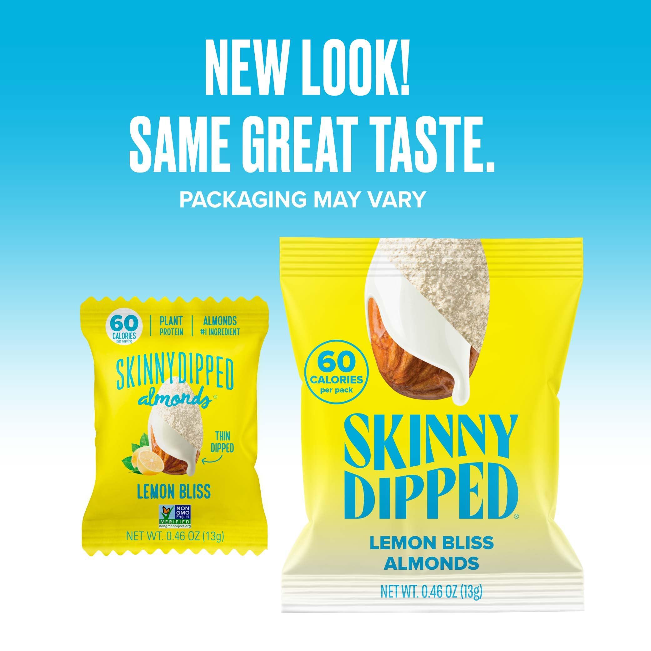 SKINNYDIPPED SkinnyDipped Lemon Bliss Yogurt Covered Almonds, Healthy Snack, Plant Protein, Gluten Free, 0.46 oz Mini Bags, Pack of 24