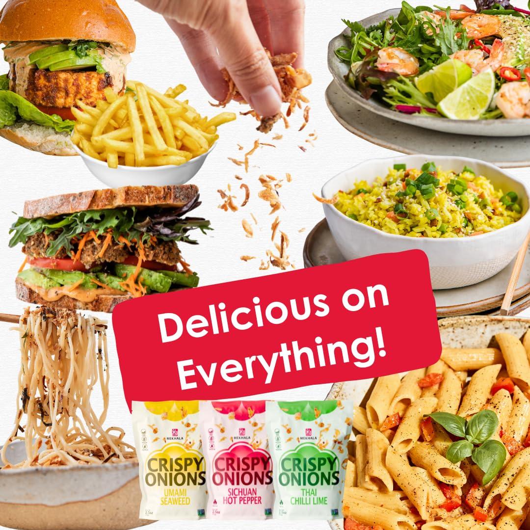 Mekhala Mekhala Umami Seaweed Crispy Onions - Salad Toppings Crunchy Fried Onions For All-Purpose Seasoning Like Keto, Ramen Toppings, And Rice Gluten-free | 2.5oz