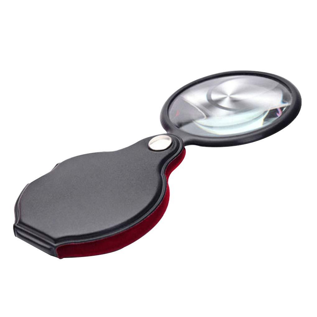 N\D 10X Pocket Folding Magnifier Loupe Optical Magnifying Glass with Leather Case