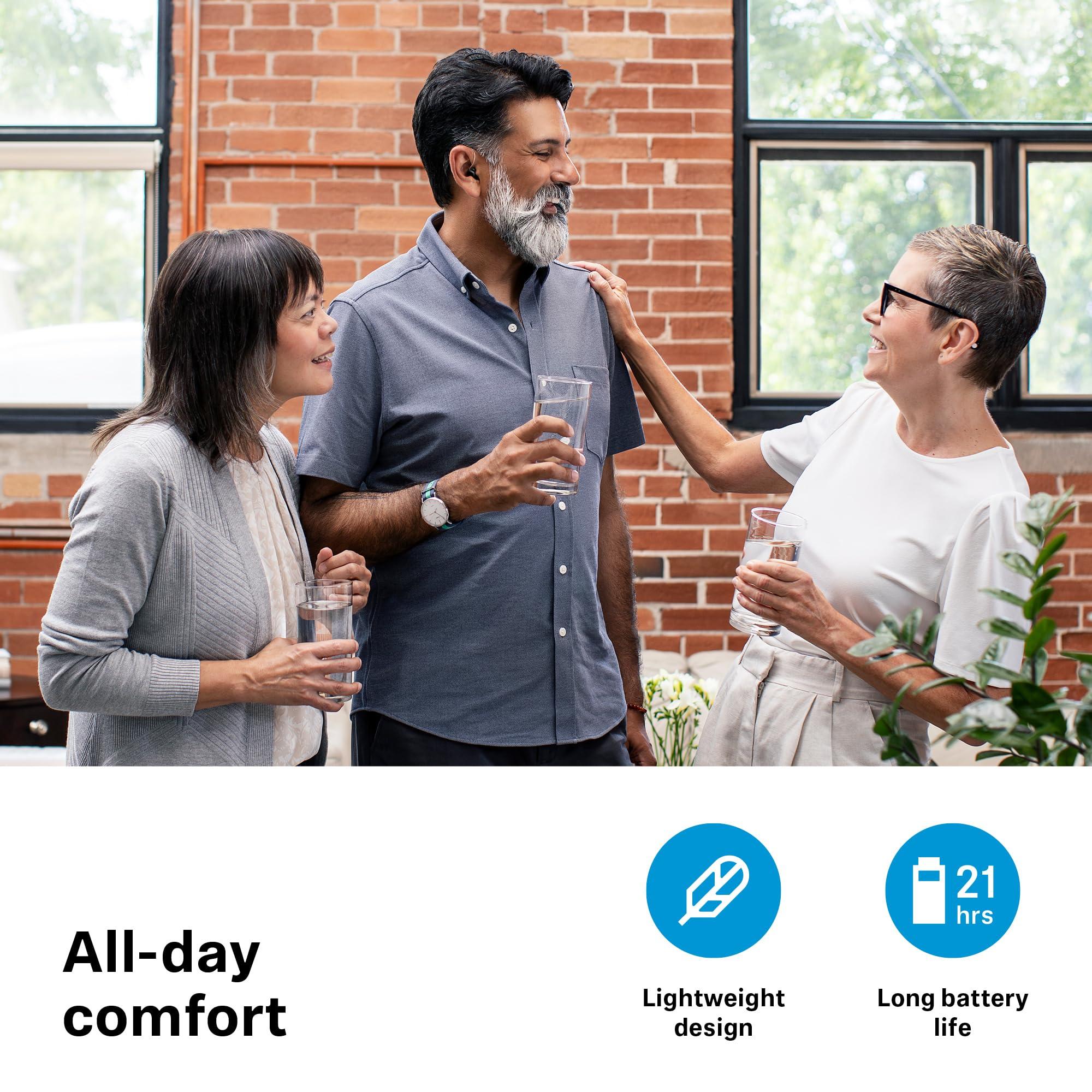 Sennheiser Sennheiser All-Day Clear Slim Bluetooth Hearing Aids - OTC Hearing Aids with Bluetooth - Self-Fitting, Programmable Sound - FDA Cleared - Light Grey