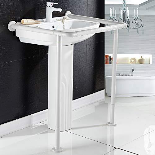 SJHFG Bathroom Handrail Toilet Handrails Disabled Stainless Steel Bathroom Grab Bar for Elderly Wall Mounted Washbasin Safety Grab Rails Bathroom Grab Bars (Color : B White)
