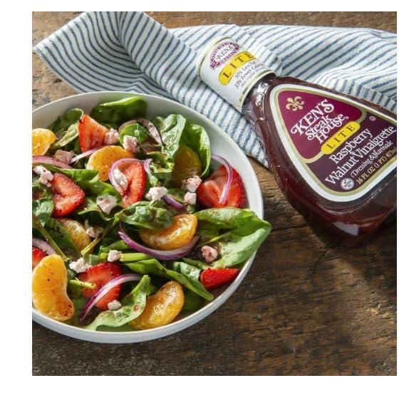 Vending 2 U Ken\'s Steak House Lite Raspberry Walnut Vinaigrette - 16 fl oz, Pack of 4