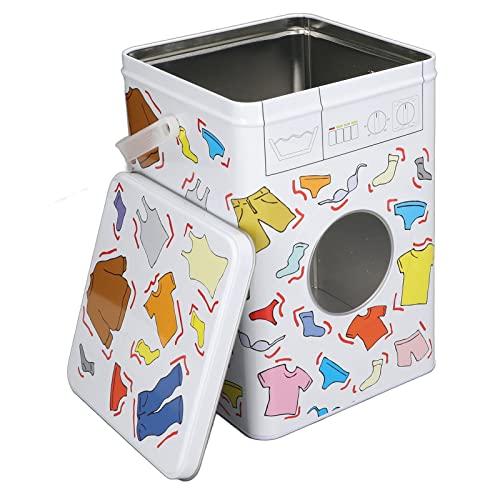 Pssopp Metal Laundry Powder Tin, Laundry Powder Detergent Storage Box Washing Machine Appearance Washing Powder Tablet Storage Container