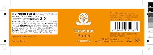 Nutural World Nutural World - Crunchy Hazelnut Nut Butter 6 Oz (170g) - 100% Pure / Single Ingredient - Great Taste Award winner