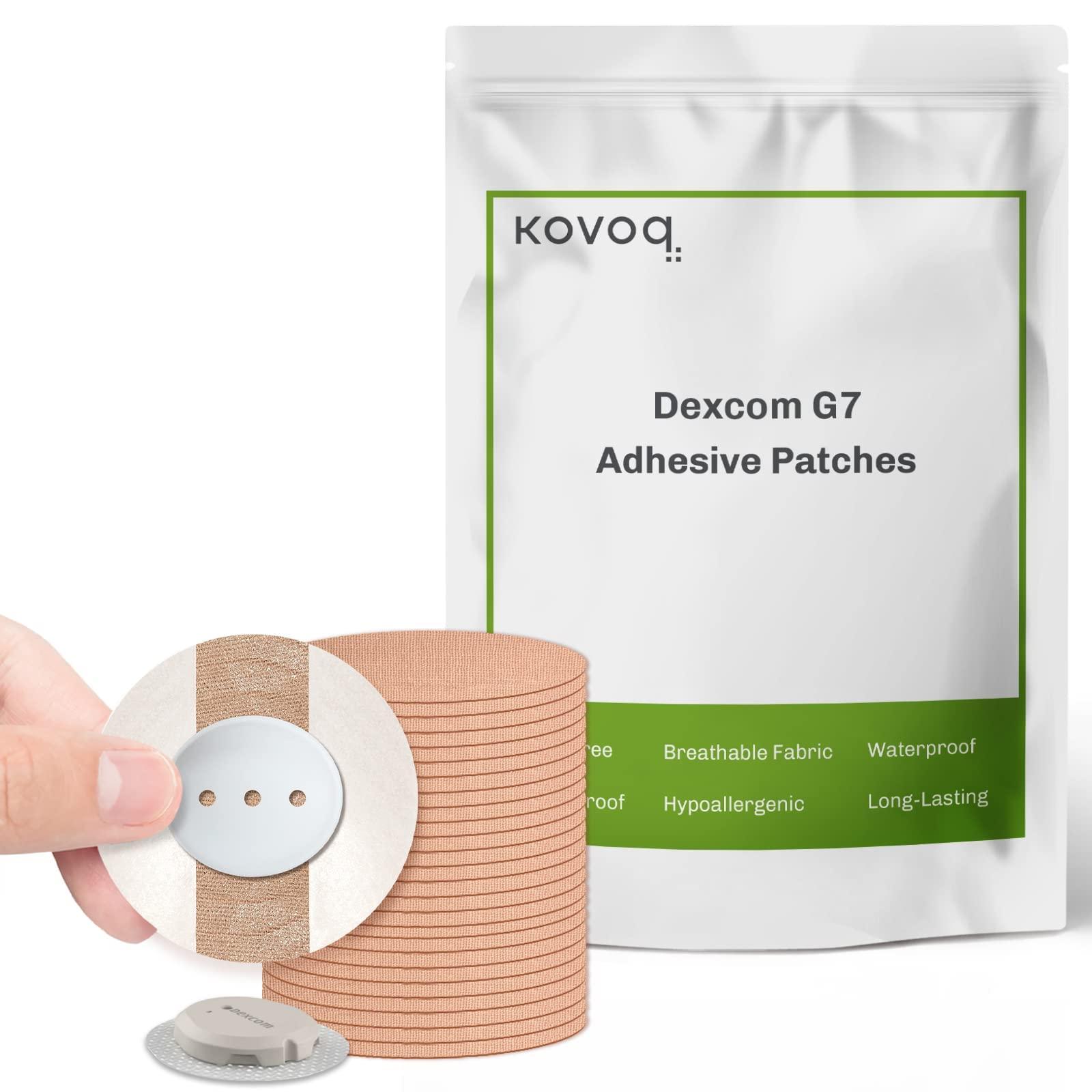 KOVOQ KOVOQ - Dexcom G7 Over Patches - Waterproof 25-Pack Dexcom Stelo & G7 Over Patches with Reusable Hardshell Cover, Latex-Free, Hypoallergenic, Long-Lasting, Breathable (TAN)