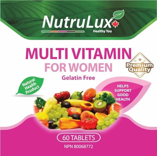 NutruLux NutruLux Women\'s Multivitamin - Halal, Vegan Gelatin-Free, High Vitamin C - Daily Wellness Tablets for Women\'s Health - Immune Support - Energy Boost - 60 Tablets (3)
