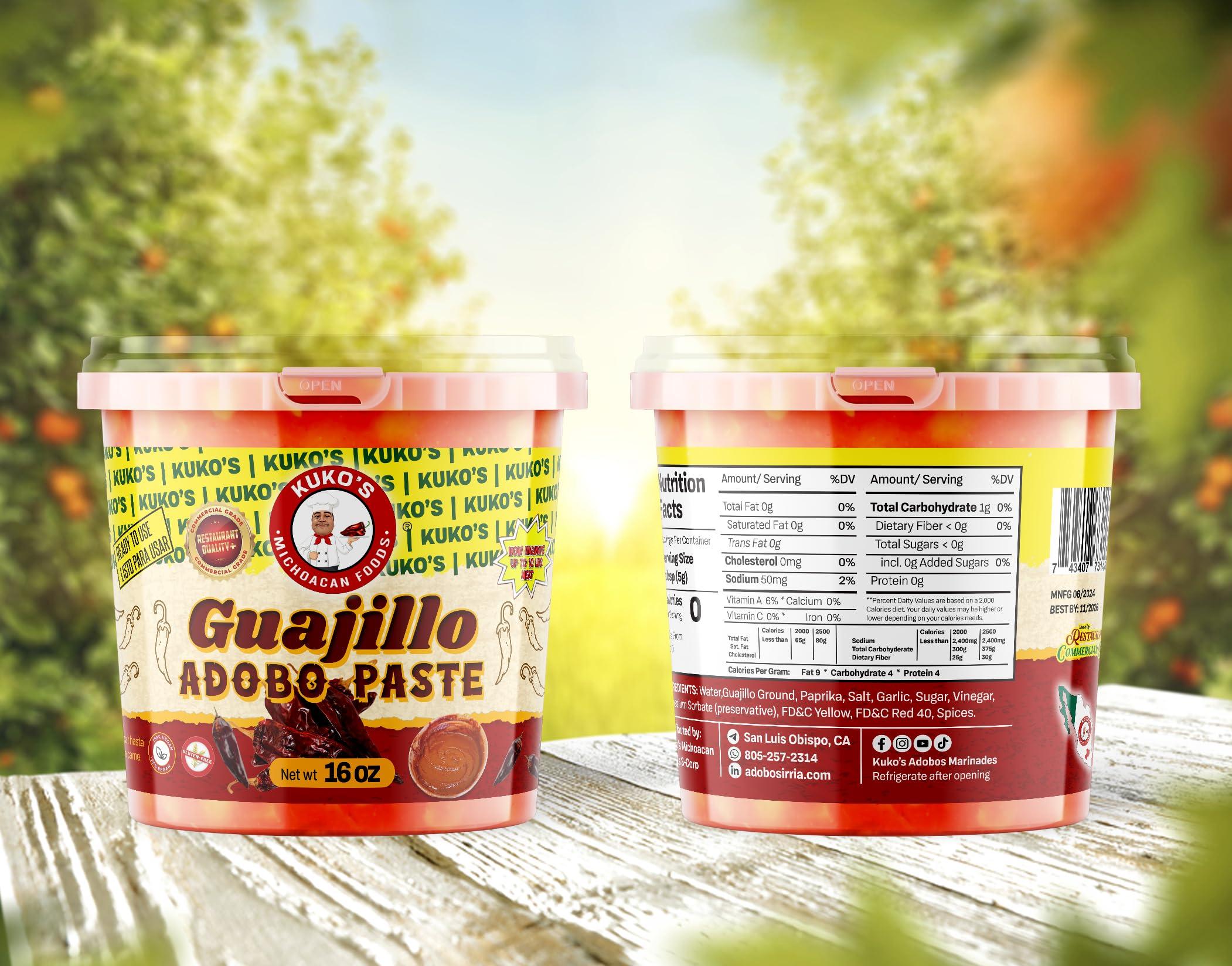 Kukos Adobo marinades Generic Guajillo Paste Adobo Concentrate, 16 oz Marinade Sauce for Spicy Smoky Flavor, Gluten-Free, Vegan