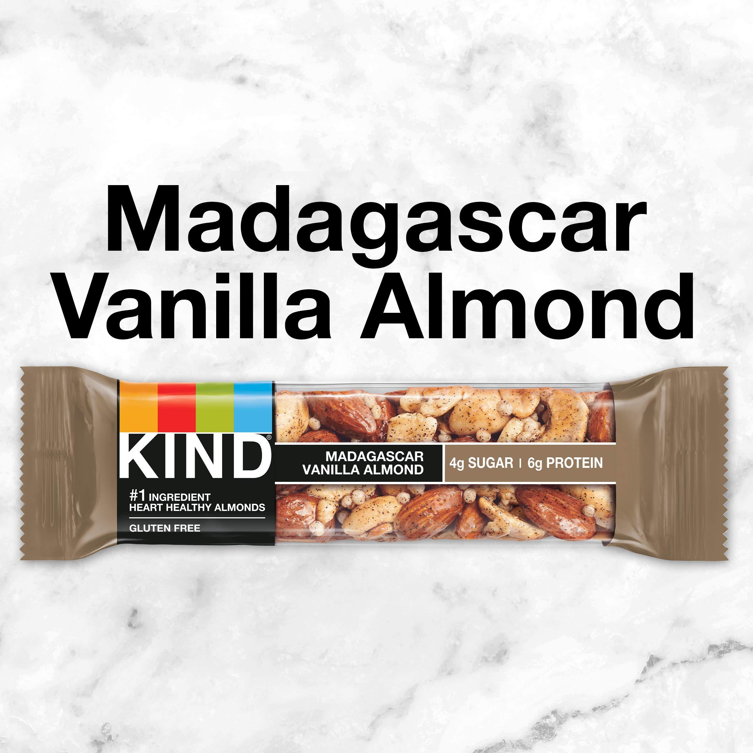 KIND KIND Nut Bars, Madagascar Vanilla Almond, Healthy Snacks, Gluten Free, Low Sugar, 6g Protein, 12 Count