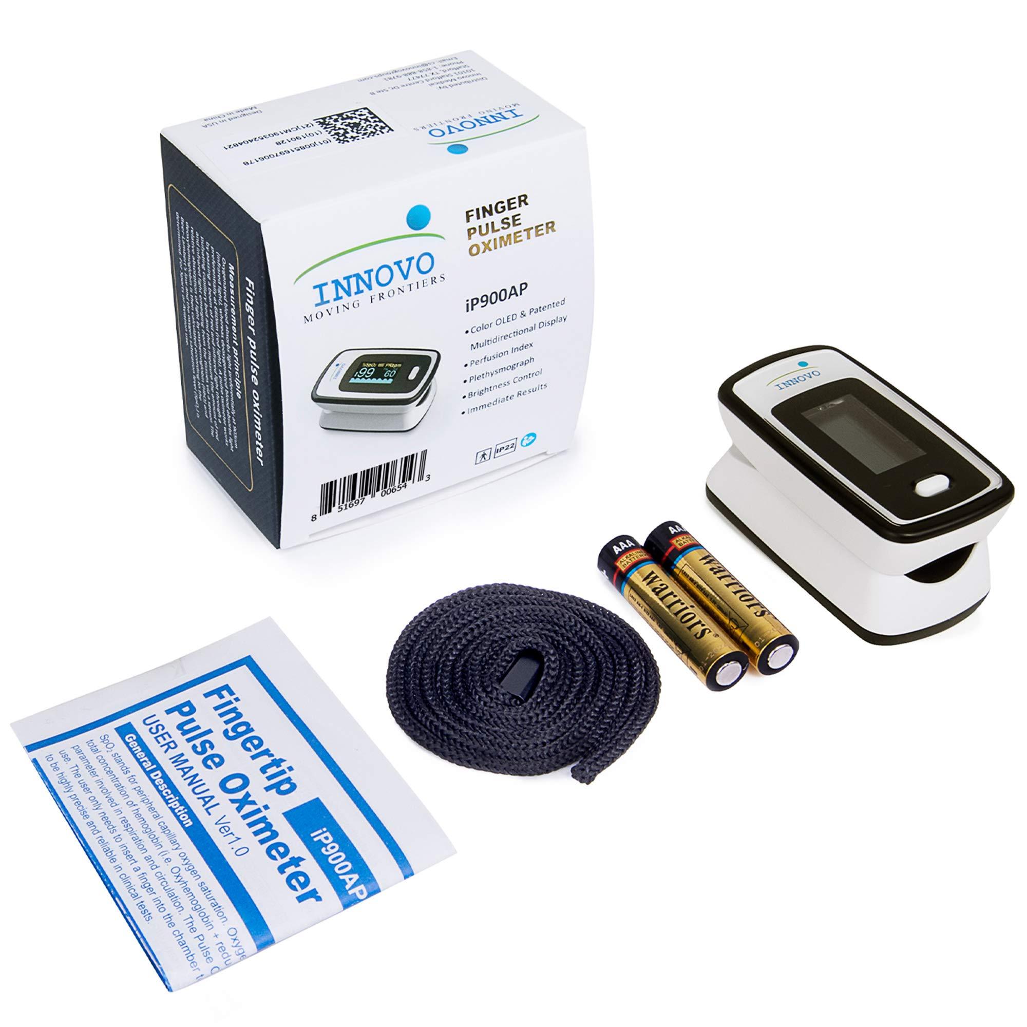 Innovo Innovo Medical Deluxe Fingertip Pulse Oximeter and Touchless Digital Forehead Thermometer Bundle