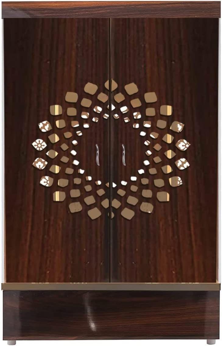 Devyom Customized Wooden Cabinet Desginer Mandir With LED/Mandir For Home & Office/Temple For Home/Pooja Ghar/Mandir With Lights/Storage
