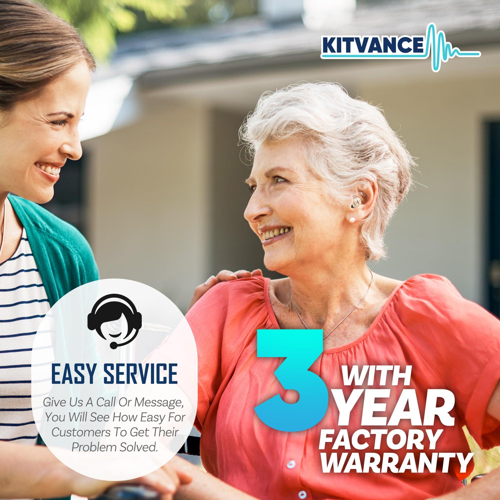 Kitvance [Upgraded Version] Hearing Aids for Seniors Adults with Dual Micphone, Rechargeable Sound Amplifiers with Noise Canceling, Invisible Digital OTC Hearing Amplifiers with LED Power Display Charging Case