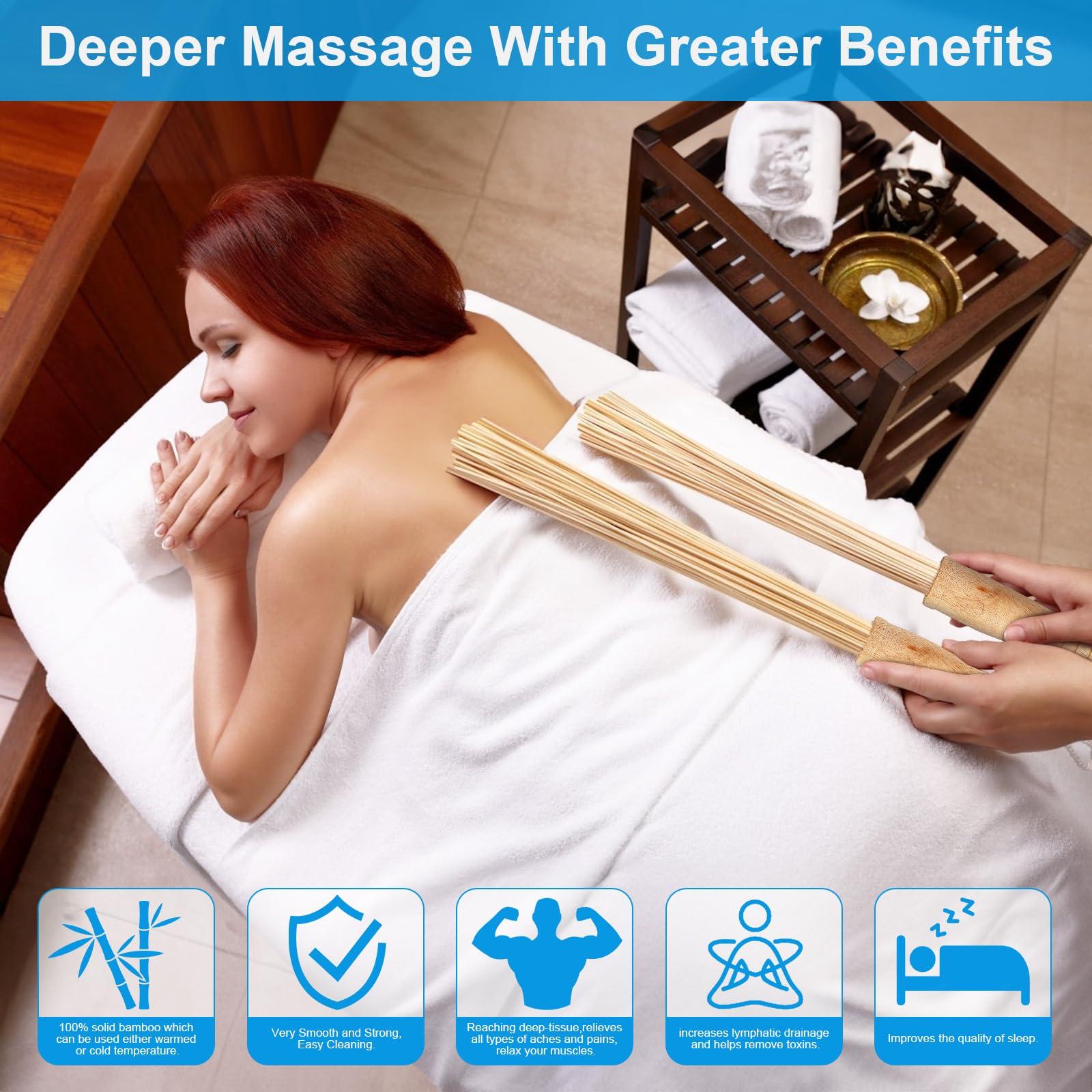 WYJTPONE WYJTPONE 2PCS Bamboo Massage Sticks,Bamboo Therapy Massage Body Tool for Relax Muscles (2)