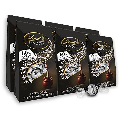 Lindt Lindt LINDOR 60% Extra Dark Chocolate Truffles, Dark Chocolate Candy with Smooth, Melting Truffle Center, Great for gift giving, 5.1 oz. Bag (6 Pack)