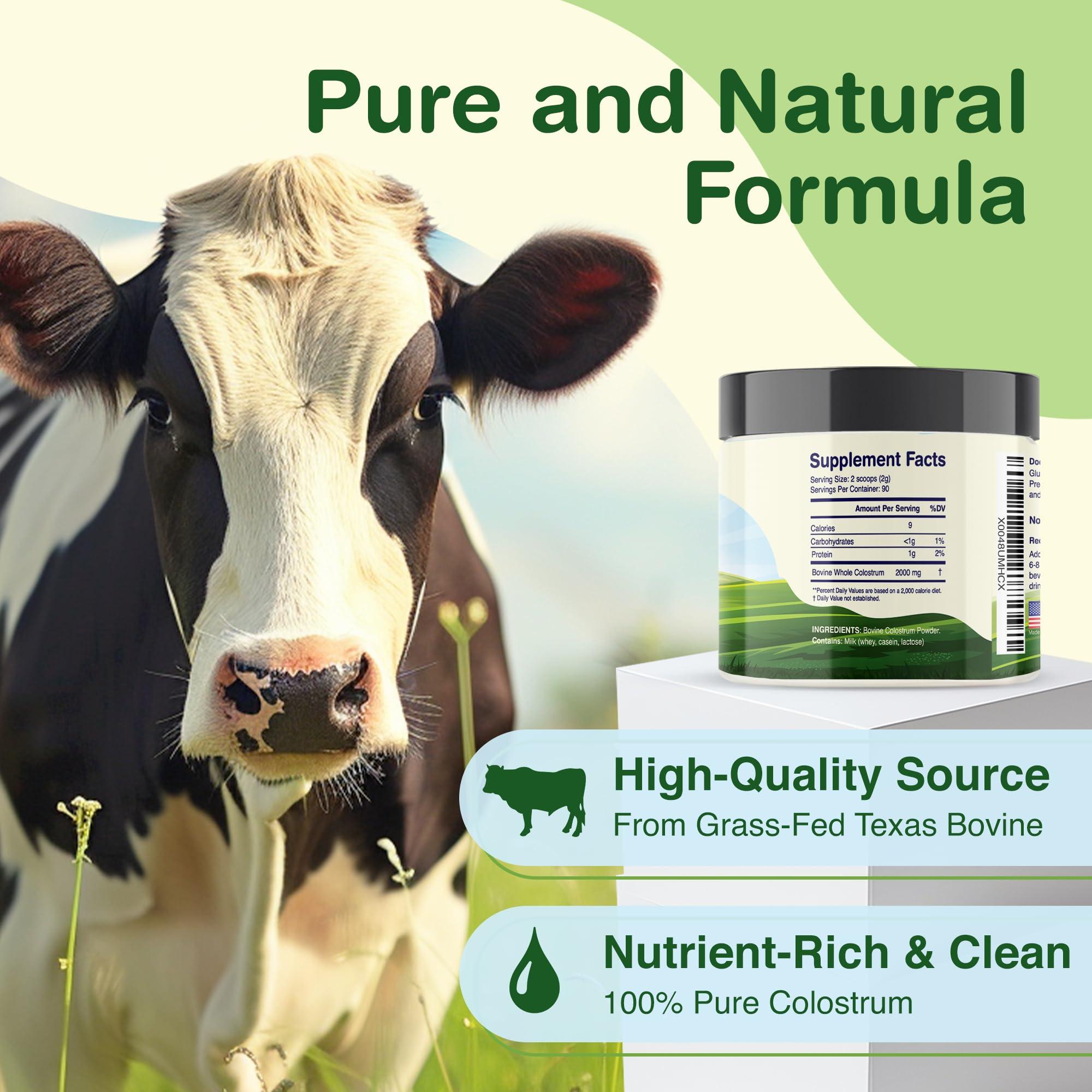 THE MONK Colostrum Supplement - Grass Fed Texas Bovine Whole Colostrum Powder for Immune, Gut & Wellness - Ultimate Ig Superfood - Unflavored - 100% Pure - 6.35 Oz - 90 Servings (Best Value) - Made in The USA