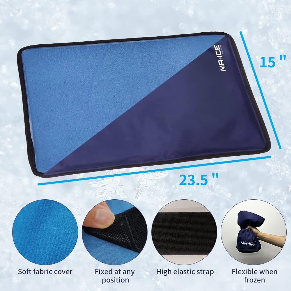 MR.ICE Extra Large Ice Pack for Injuries Reusable - Gel Cold Pack Compress Therapy for Pain and Injuries of Back, Knee, Shoulder, Hip, Ankle, Neck, Elbow, Wrist - Hot & Cold Therapy Gel Pack - 15\" x 23.4\"