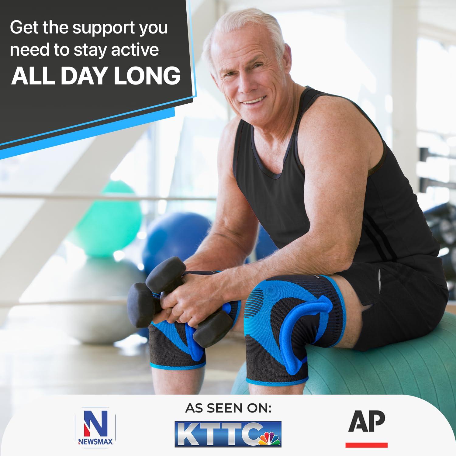 DR. BRACE DR. BRACE ELITE Knee Brace with Size Stabilizer (2 Pack) Knee Brace for Women & Men, Workout, Sports, Daily Knee Compression Sleeve for Maximum Knee Pain Support & Fast Recovery (Neptune, Large)