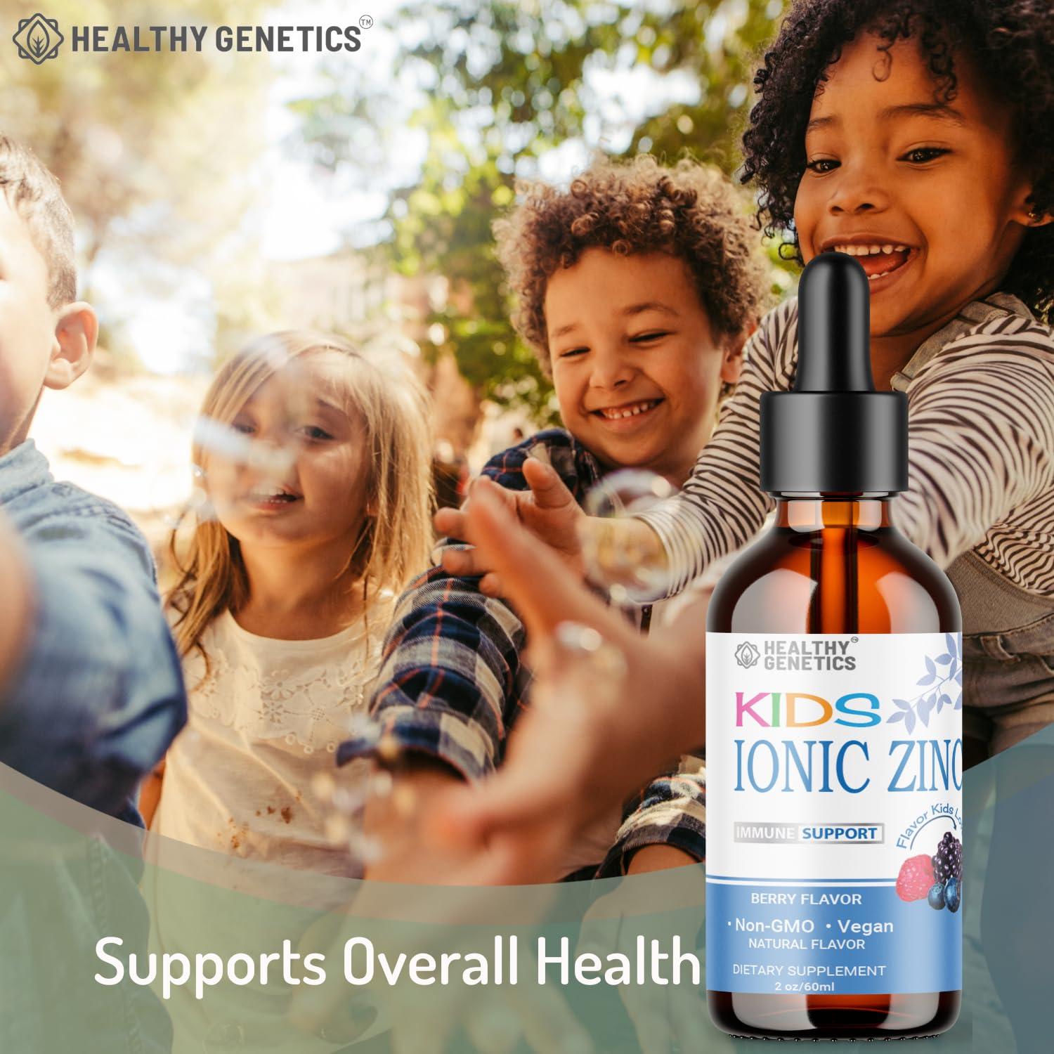 Healthy Genetics Ionic Liquid Zinc Drops for Kids | 30 Day Supply | Zinc Sulfate | Immunity, Mood, Brain Thyroid | 2 Oz