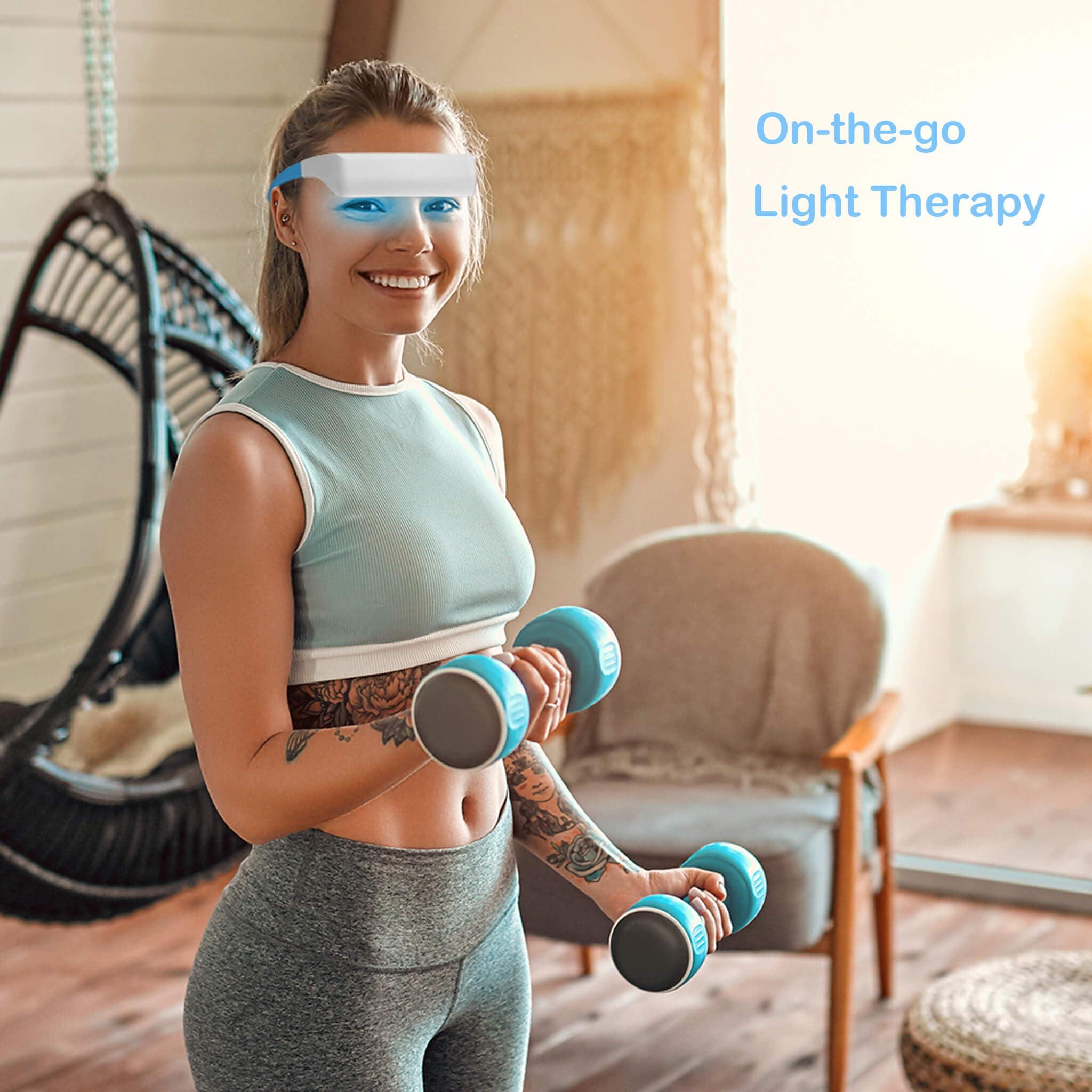 Lukirch Lukirch Light Therapy Glasses, Portable & Wearable UV-Free Blue White (2 in 1) LED Light Therapy Lamp, Natural Relief for Good Sleep, Happy Mood, Boost Energy and Jet Lag (Glasses-Pro)