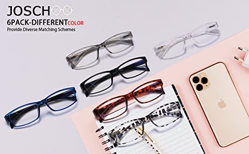 JOSCHOO JOSCHOO Computer Reading Glasses for Women and Men 6 Pack Blue Light Blocking Spring Hinge Readers (Mix Color-4, 1.75, multiplier_x)