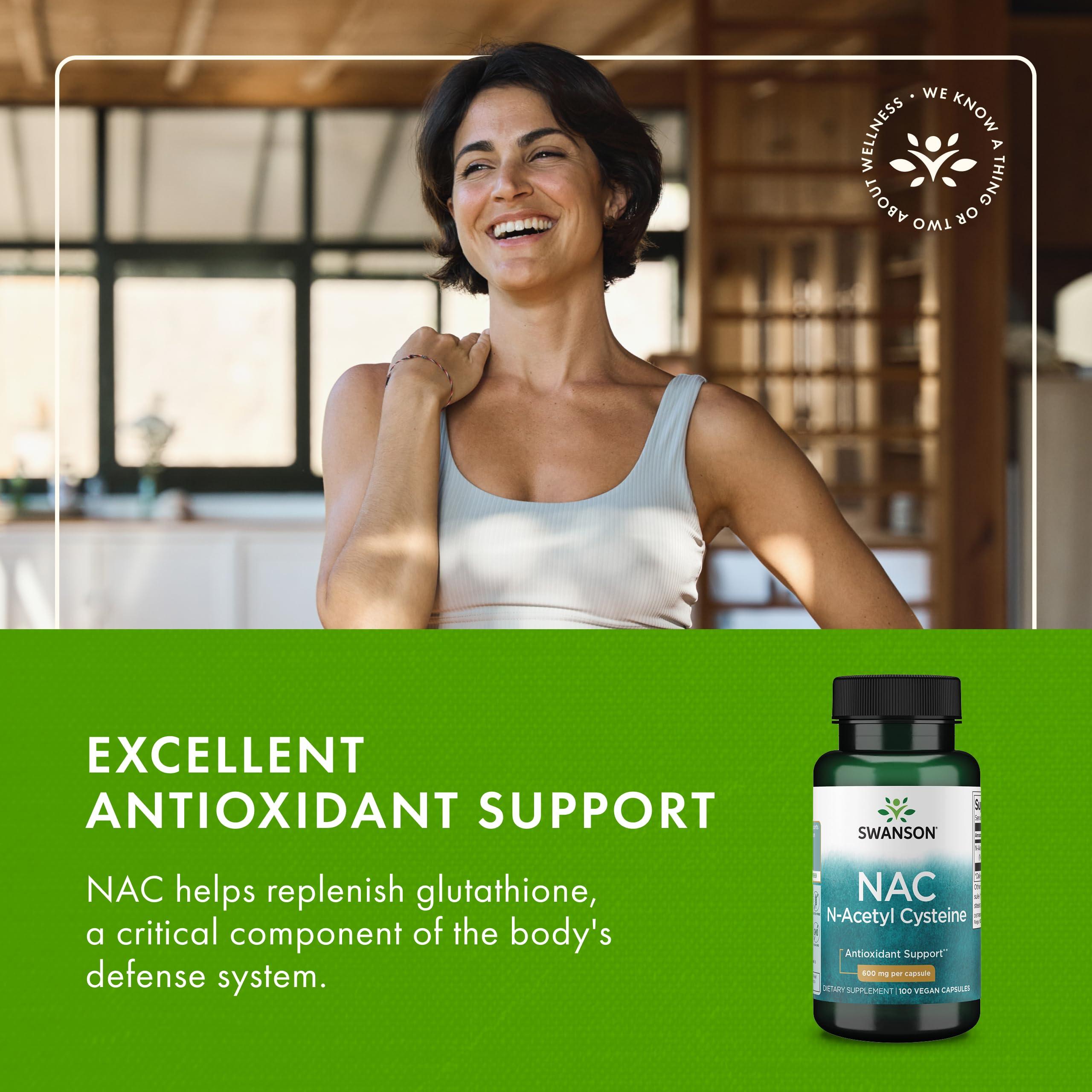 Swanson Premium Brand Swanson Premium Brand NAC N-Acetyl Cysteine - 600 mg, 100 Capsules - Antioxidant and Cellular Health Support Supplement
